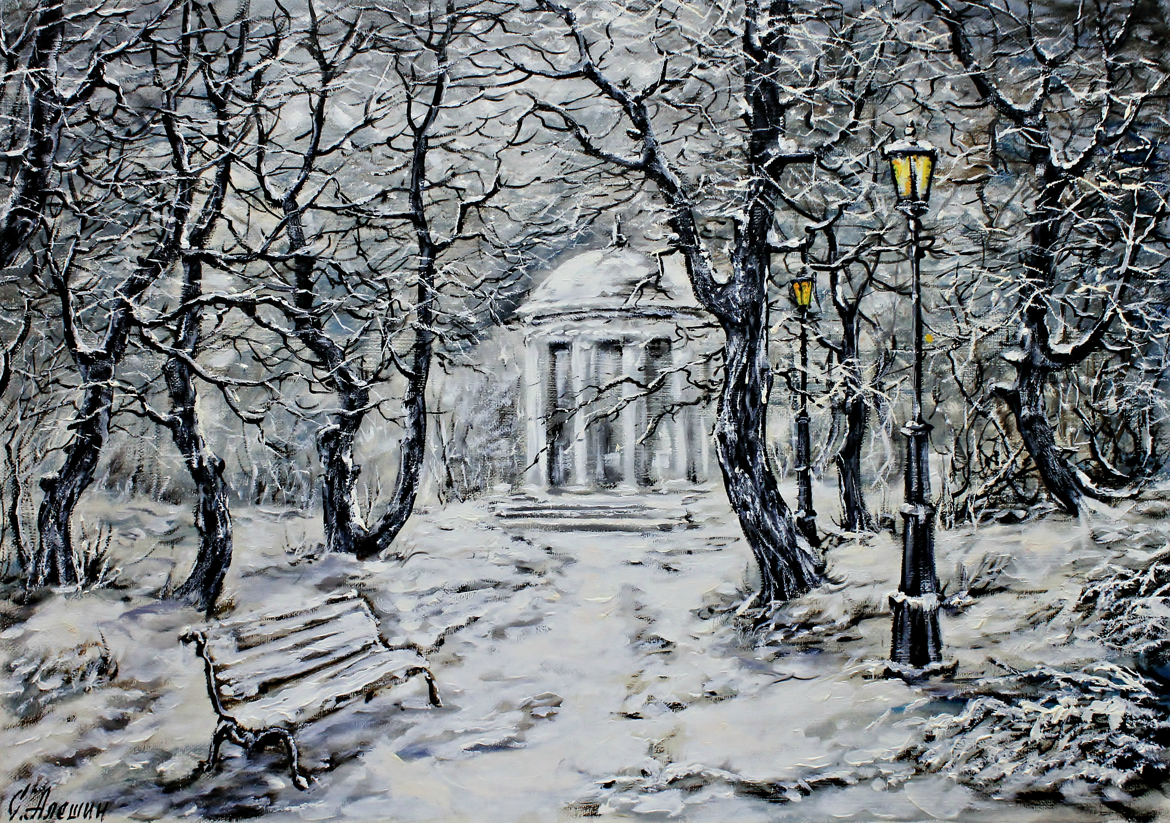 БЕСЕДКА В ЗИМНЕМ ПАРКЕ